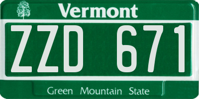 VT license plate ZZD671