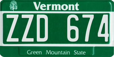 VT license plate ZZD674