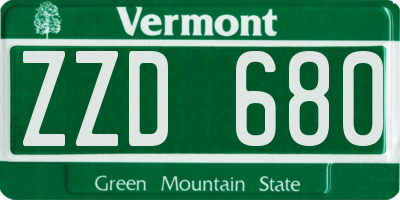 VT license plate ZZD680