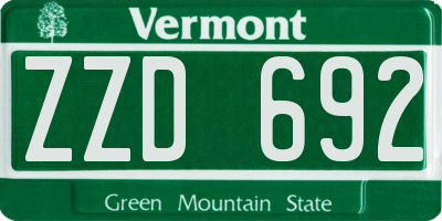 VT license plate ZZD692