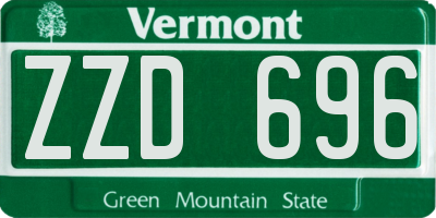 VT license plate ZZD696