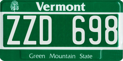 VT license plate ZZD698