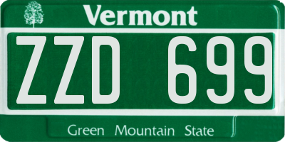 VT license plate ZZD699