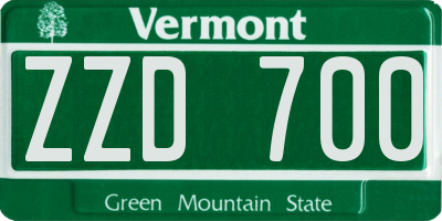 VT license plate ZZD700