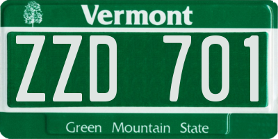 VT license plate ZZD701