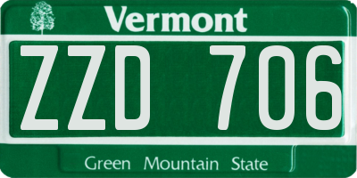 VT license plate ZZD706