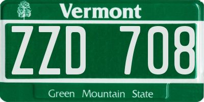 VT license plate ZZD708