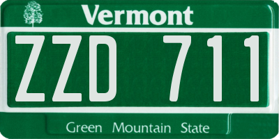 VT license plate ZZD711