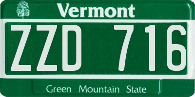 VT license plate ZZD716