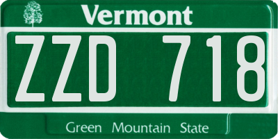 VT license plate ZZD718
