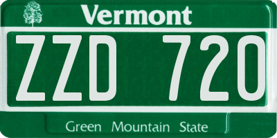 VT license plate ZZD720
