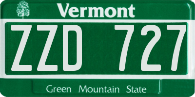 VT license plate ZZD727