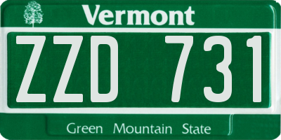 VT license plate ZZD731