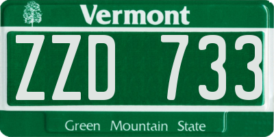 VT license plate ZZD733