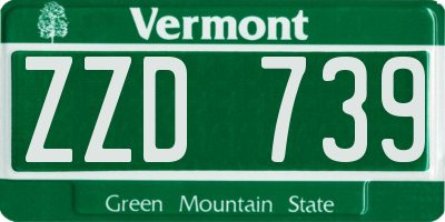 VT license plate ZZD739