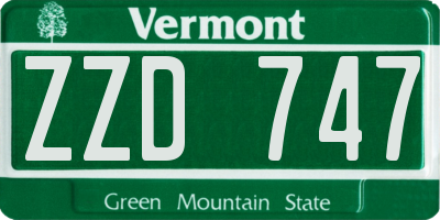 VT license plate ZZD747