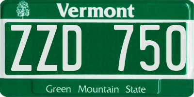 VT license plate ZZD750