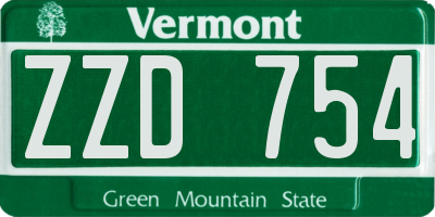 VT license plate ZZD754