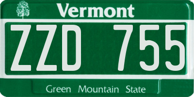 VT license plate ZZD755