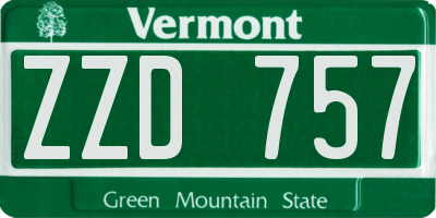 VT license plate ZZD757