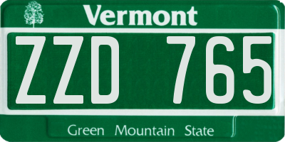 VT license plate ZZD765