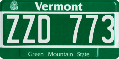 VT license plate ZZD773
