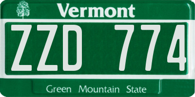 VT license plate ZZD774
