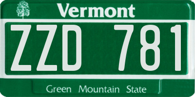 VT license plate ZZD781