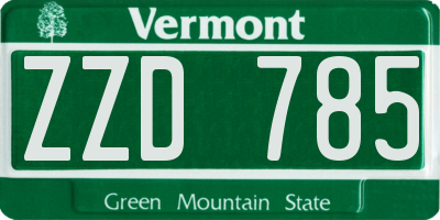 VT license plate ZZD785