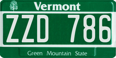 VT license plate ZZD786