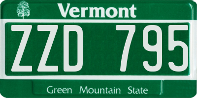 VT license plate ZZD795