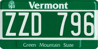 VT license plate ZZD796