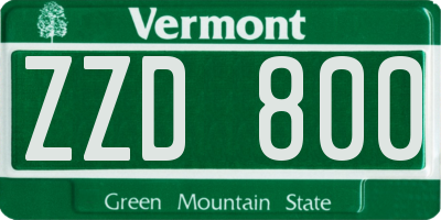 VT license plate ZZD800