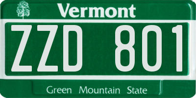 VT license plate ZZD801