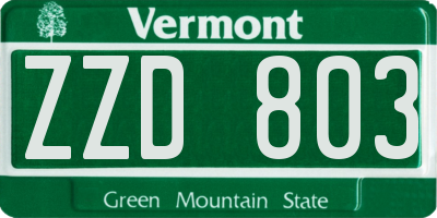 VT license plate ZZD803