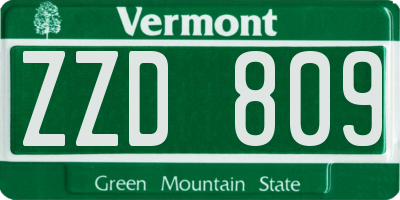 VT license plate ZZD809