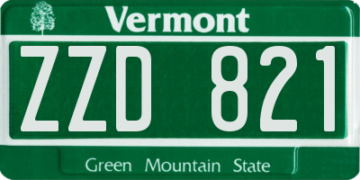 VT license plate ZZD821