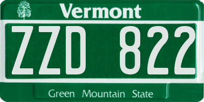 VT license plate ZZD822