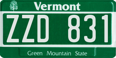 VT license plate ZZD831