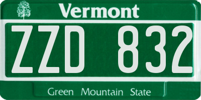 VT license plate ZZD832