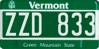VT license plate ZZD833