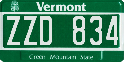 VT license plate ZZD834