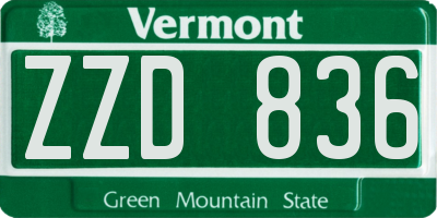 VT license plate ZZD836