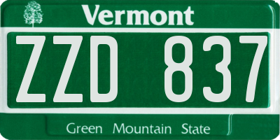 VT license plate ZZD837