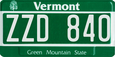 VT license plate ZZD840