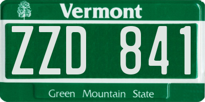 VT license plate ZZD841