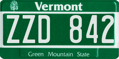 VT license plate ZZD842
