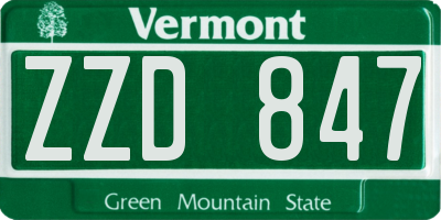 VT license plate ZZD847
