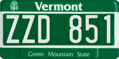 VT license plate ZZD851