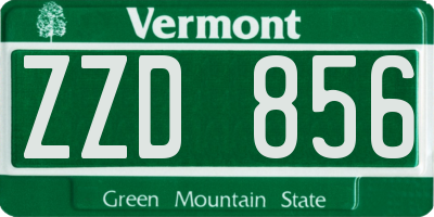 VT license plate ZZD856